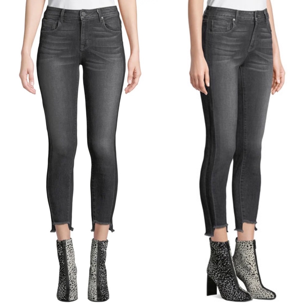 Parker smith twisted seam black gray frayed jeans